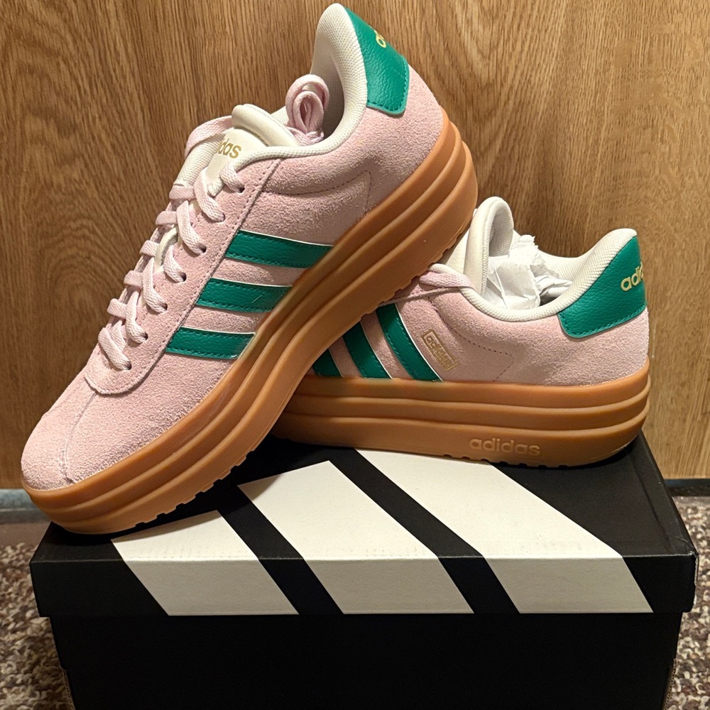 Adidas Women's Pink and Teal Sneakers watermelon colorway Size 6